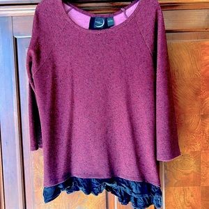 Burgundy long sleeve. Split back with tie